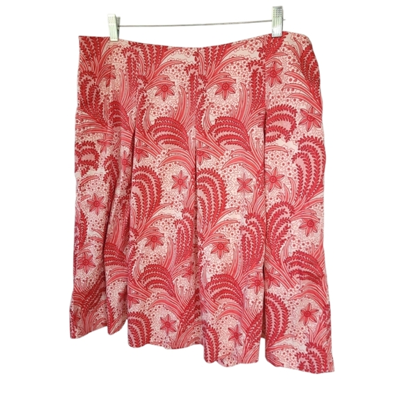 Talbots Plus Sz 14W Red Paisley Pleated Preppy Corpcore Summer A Line Skirt - Picture 2 of 12